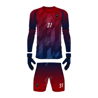 Dontex Crimson-Indigo Gradient Geometric Custom Printed Soccer Goalie Uniform Jersey & Shorts