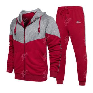 Dontex Crimson-Heather Full-Zip Hooded Tracksuit