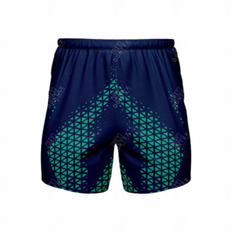 Men’s Performance Running Shorts – Teal Geometric Triangle Pattern
